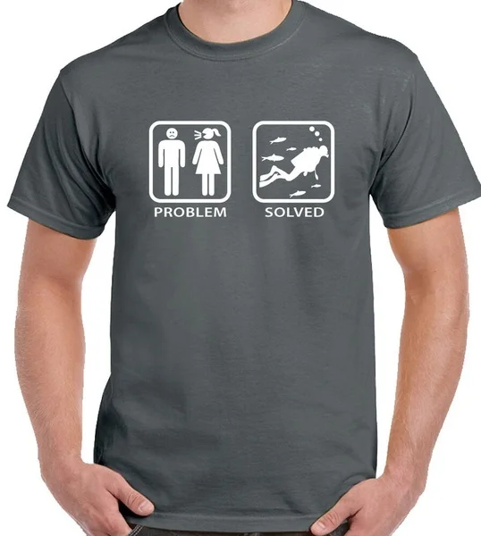 

Scuba Diving T-Shirt Mens Funny Dive Sea Diver Equipment Gear Problem SolvedMen Or Women