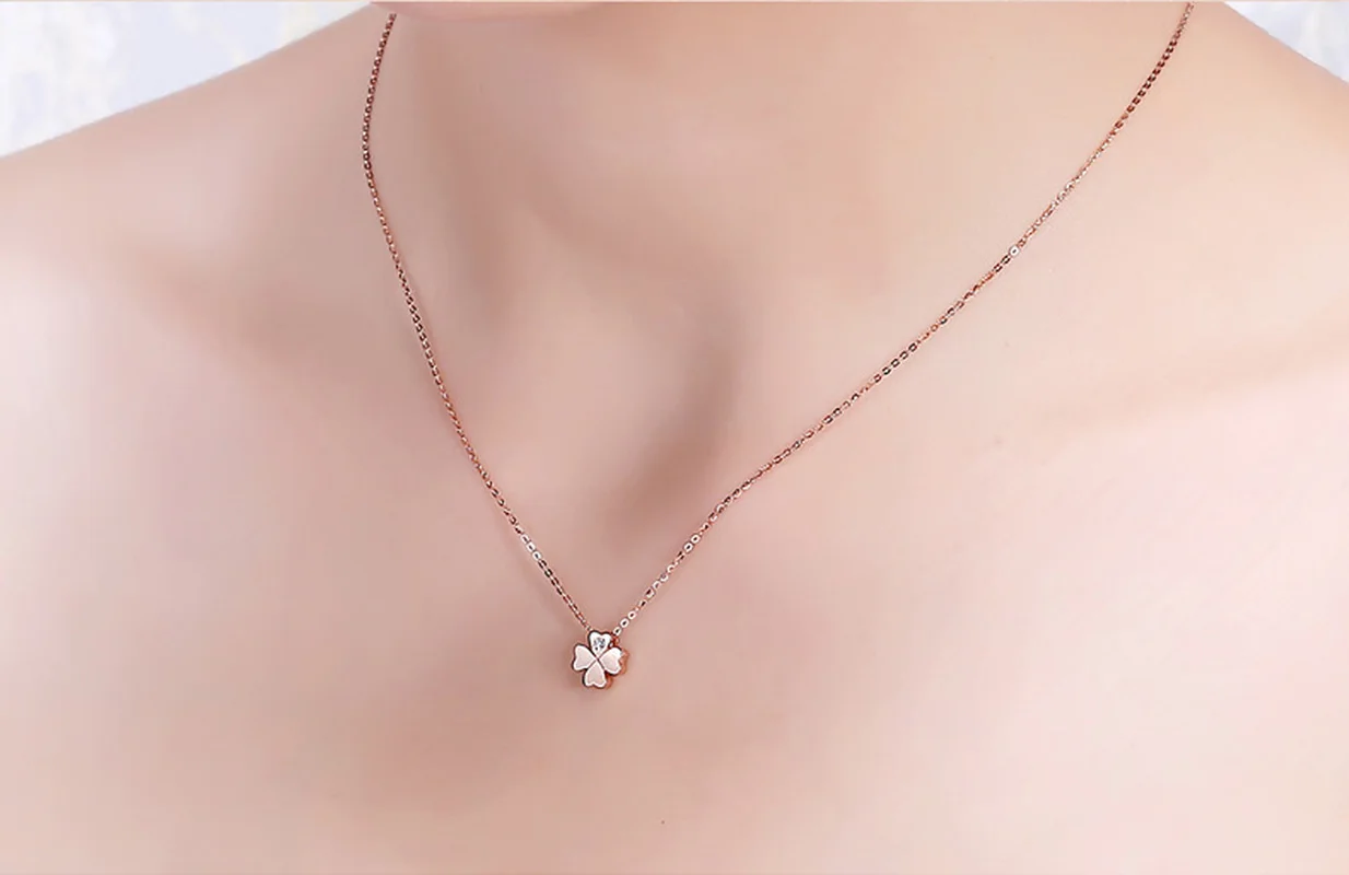 Lucky Diamond 18 К настоящее Настоящее ТВЕРДОЕ ЗОЛОТО AU750 4 листа клевера кулон ожерелье
