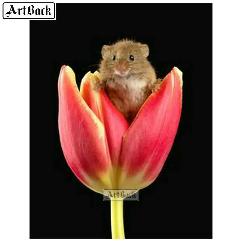 Алмазная 5d картина тюльпан на мышке полноразмерная квадратная/круглая вышивка с