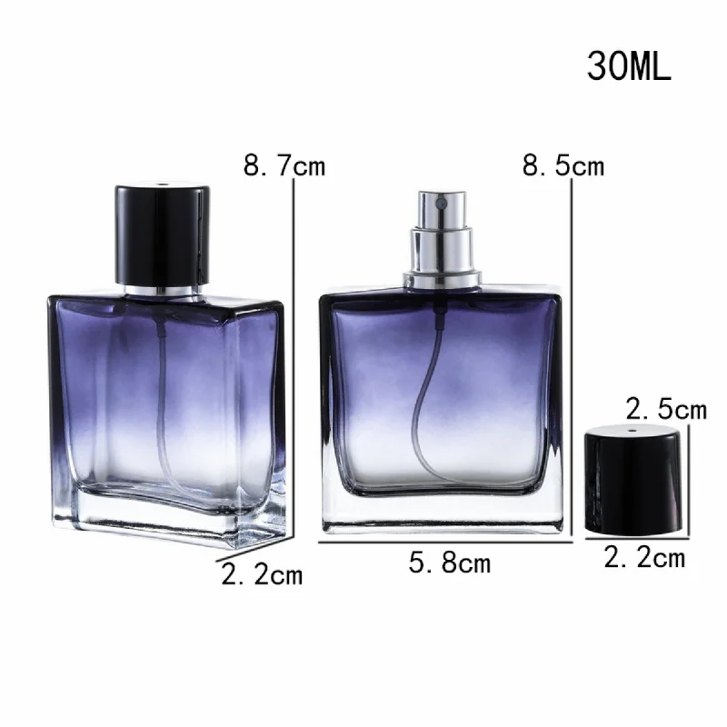 

New Elegant 30ML Square Perfume Empty Portable High-end Small Glass Spray Bottle 100PCS/LOT