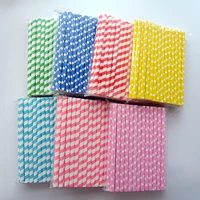 40pcs drink paper straws striped dots colored paper straws diameter 10mm disposable tableware cocktail party wedding decorations