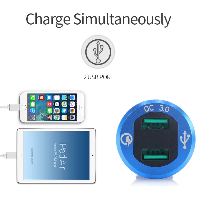 Быстрая зарядка 3 0 автомобильное зарядное устройство с двумя USB