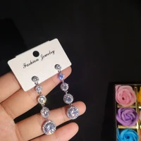 2022 ladies luxury long tassel earrings fashion water drop beads zircon earrings 925 silver jewelry wedding accessories