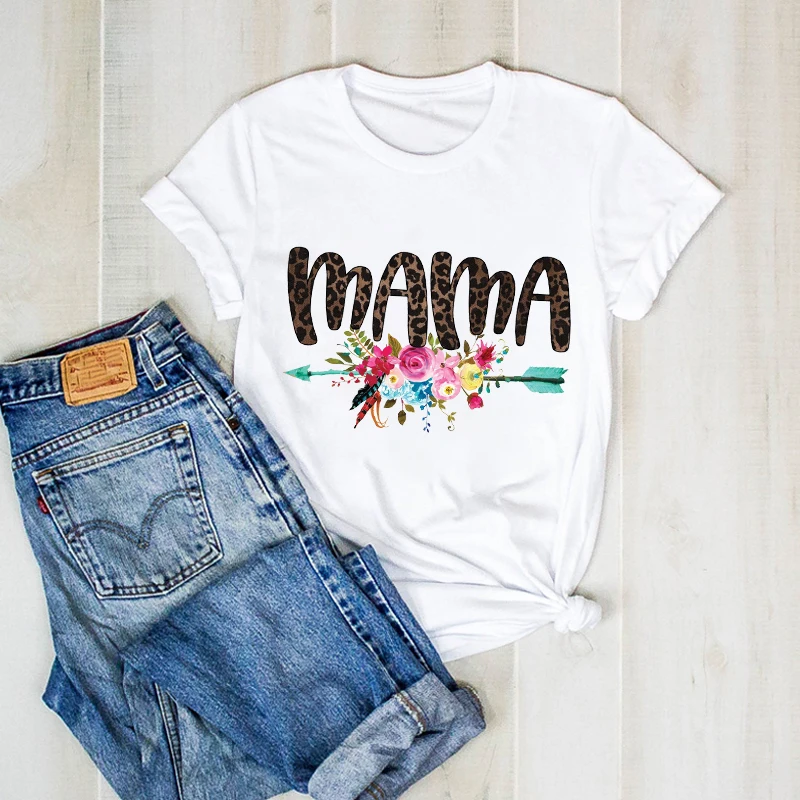 

Women Lady Plus Size Mom Flower Arrow Mama Mom Mother Graphic T Ladies Clothes Tee Female Top Tshirt Womens Clothing T-shirt