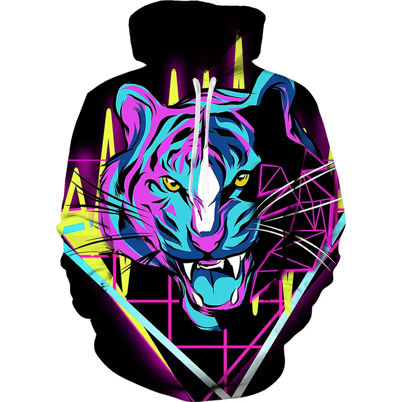 

Autumn/Winter Fashion 3D Sweatshirt Men's/Women's Hoodie with Hat Printed Cartoon Tiger and Leopard Hoodie XL 9XL