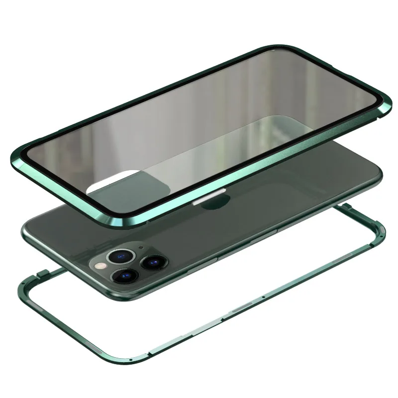 Магнитный металлический чехол для телефона iPhone 11 pro макс. закаленное стекло чехол для задней крышки для iPhone11pro MAX Магнитный чехол