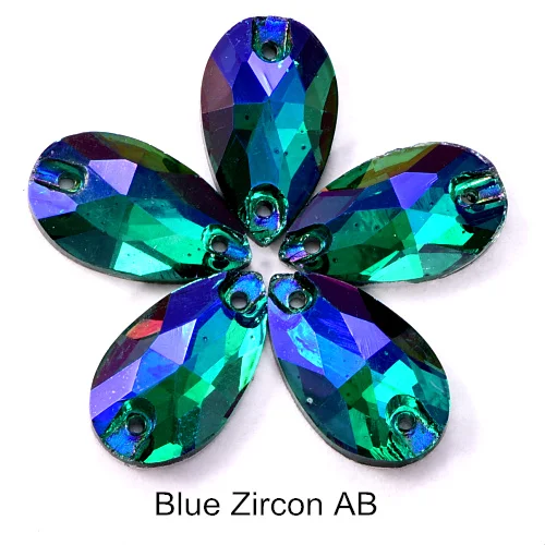 Blue-zircon-ab Красочные каплевидные Хрустальные стеклянные пришивные стразы с плоской задней стороной красные AB пришивные камни каплевидные Стразы для шитья одежды Y1250 - Цвет: Blue-zircon-ab