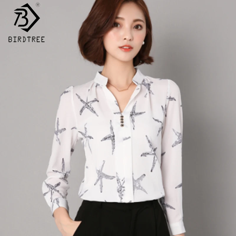 Женская шифоновая блузка с длинным рукавом и v образным вырезом офисные женские