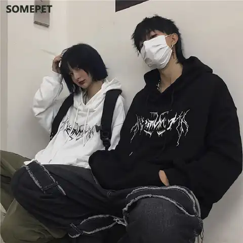 Couple Men/Women Gothic Hoodies Sweatshirt Harajuku Loose Tops Punk Men Clothing Hip Hop New Streetwear Winter Hooded Sweatshirt