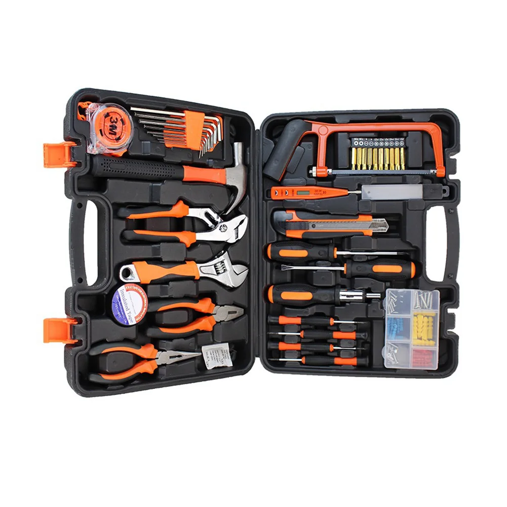 

Household Hand Tool Kit Home Repair Tools Screwdriver Hammer Wrench Plier Mixed Tools Set with Toolbox Storage Case 100PCS