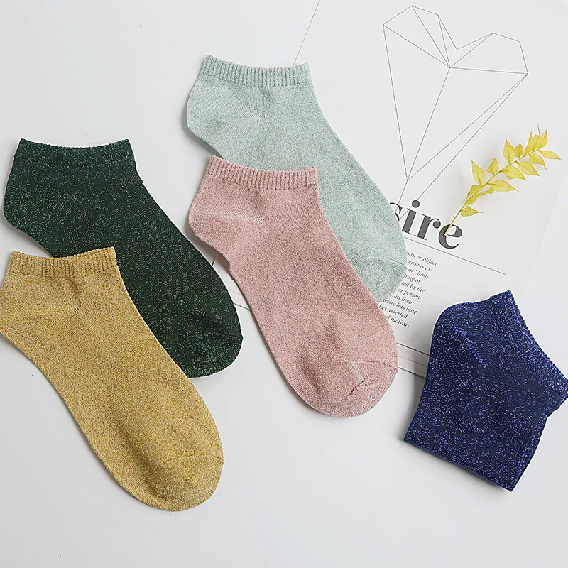 

7 Pairs Women's Cotton Invisible No Show Socks Non-slip Silicone Sock Spring Summer Solid Color Felmen Slipper Sock 2021