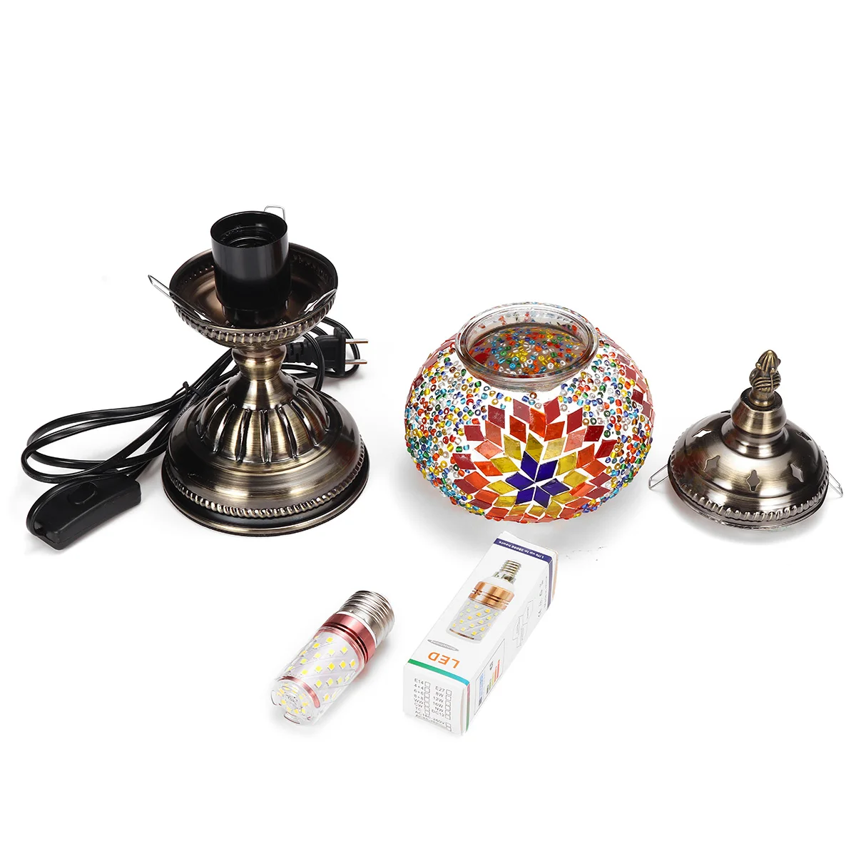 

110~240V E27 Handmade Retro Moroccan Table Lamp Iron Glass Turkish Desk Lamp Bar Fixture Home Decoration Indoor Lighting