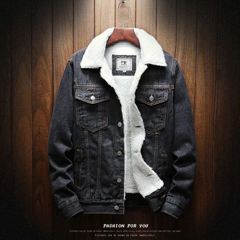 Men Jacket And Coat Trendy Warm Fleece Denim 2019 Winter Fashion Mens Jean Outwear Male Cowboy Plus Size | Мужская одежда