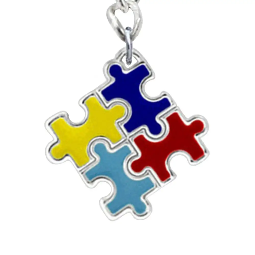 

Autism Creative Colorful Puzzle Piece Charm Keychain Car Key Ring Unisex Gift