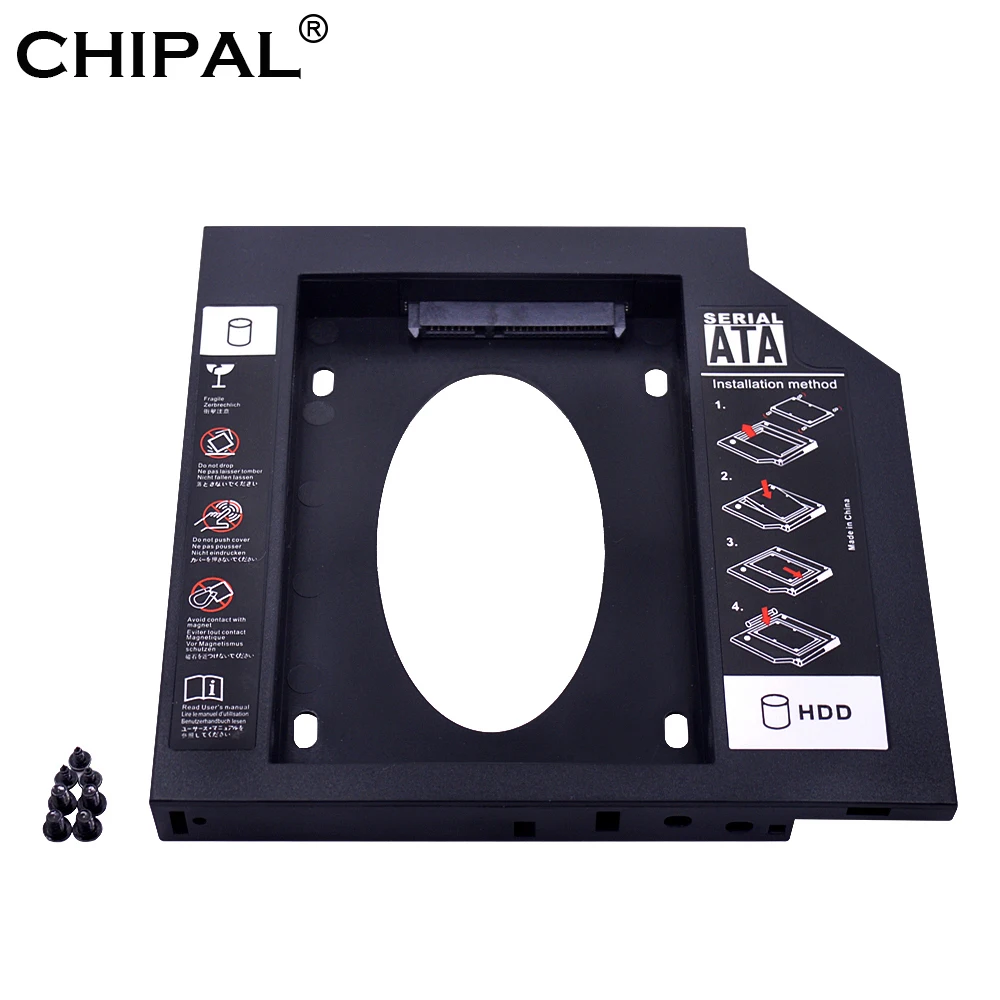 CHIPAL 9.5mm SATA to Plastic 2nd HDD Caddy For SSD Case Hard Disk Drive Enclosure Bay Notebook ODD Optibay CD-ROM | Компьютеры и офис