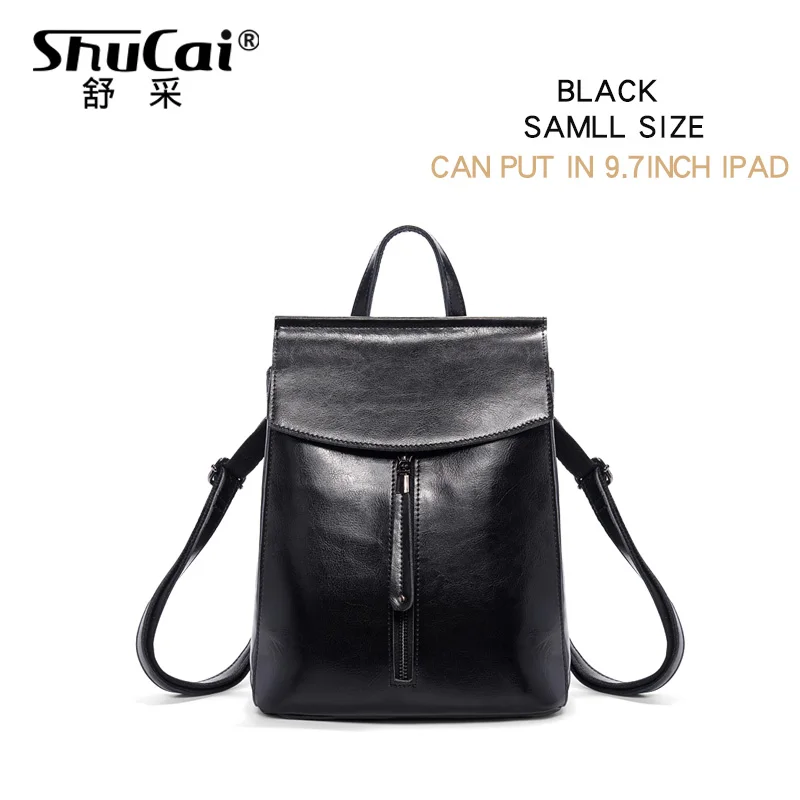 BLACK SMALL SHUCAI, винтажный женский рюкзак, для путешествий, кожаный рюкзак, кошелек, сумки для женщин,, сумка - Цвет: BLACK SMALL