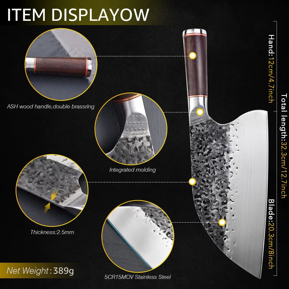 

Chef Butcher Knife High Carbon Steel Handmade Forged Kitchen Knives Chinese Chop Cleaver Knife Cooking Tool With Wood Handle