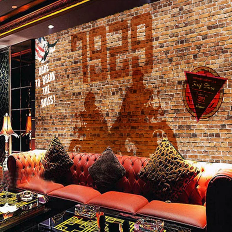 Пользовательская ретро 3d кирпичная роспись кирпич антикварная стена бумага для