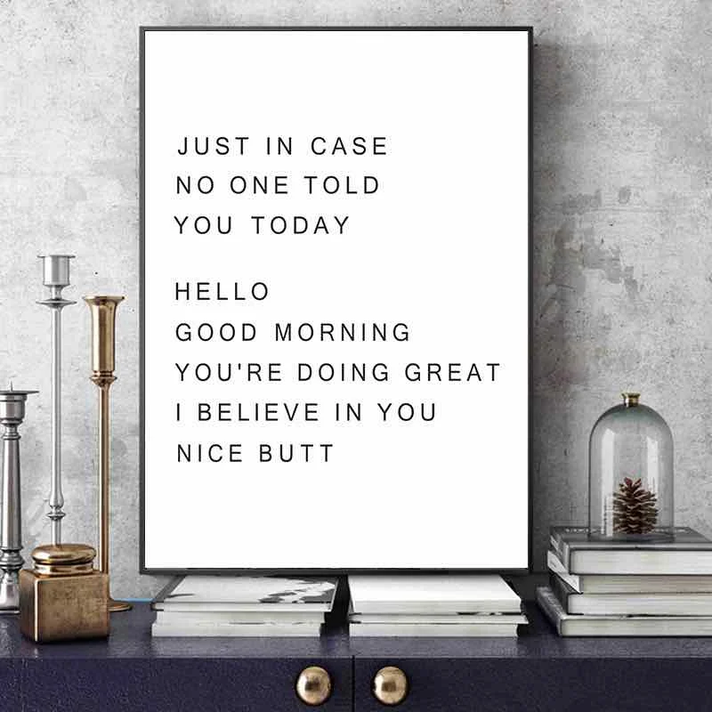 

Black & White Feminist Quote Art Print Just In Case Inspirational Canvas Painting Contracted Woman Painting Living Room Decor