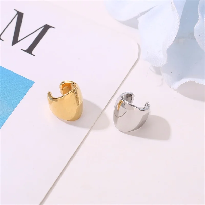 

Fashion ear clip simple metal polished male and female ear bone clip punk retro geometric wide version without pierced earrings