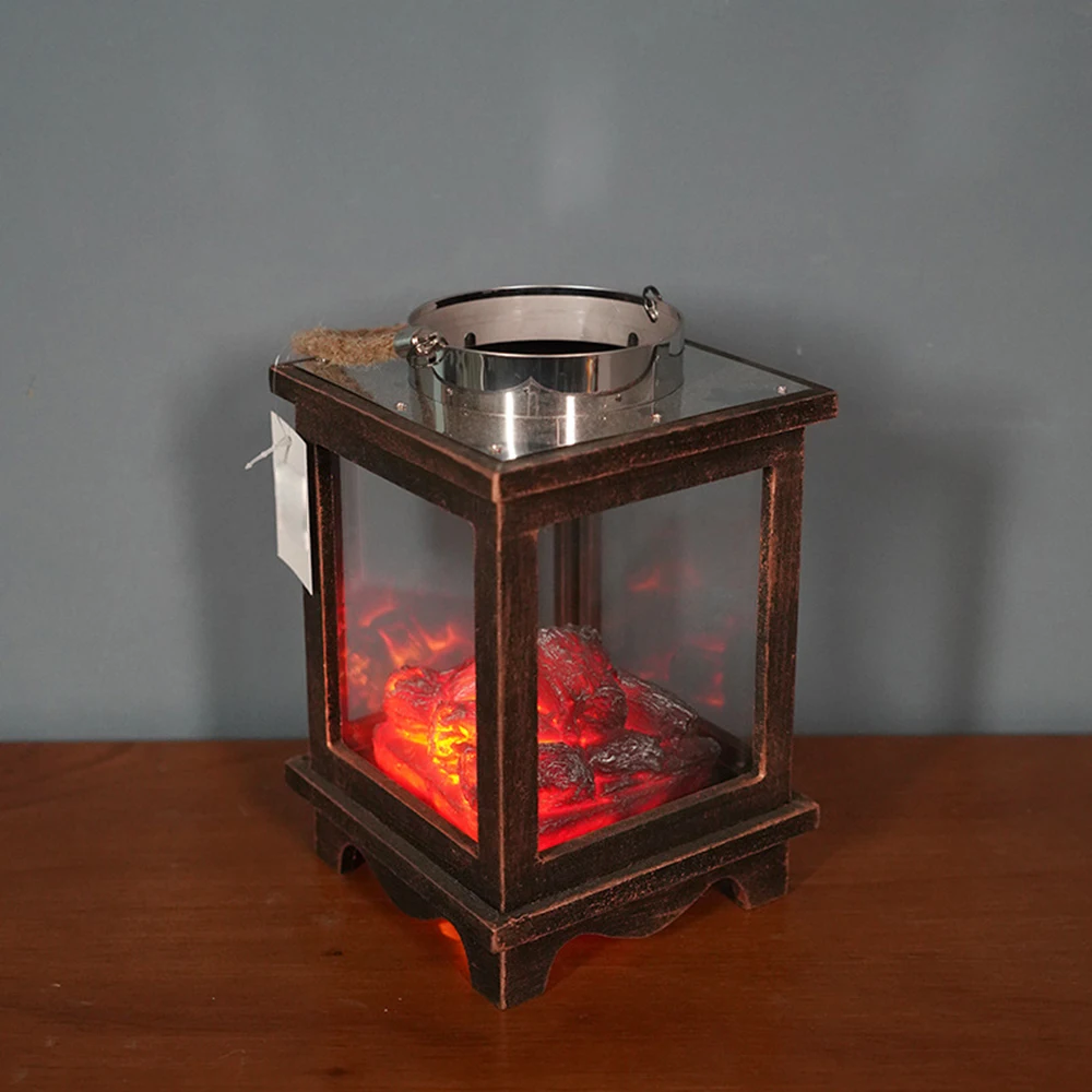 Европейский древесный уголь пламя светильник имитация каминная Свеча держатель