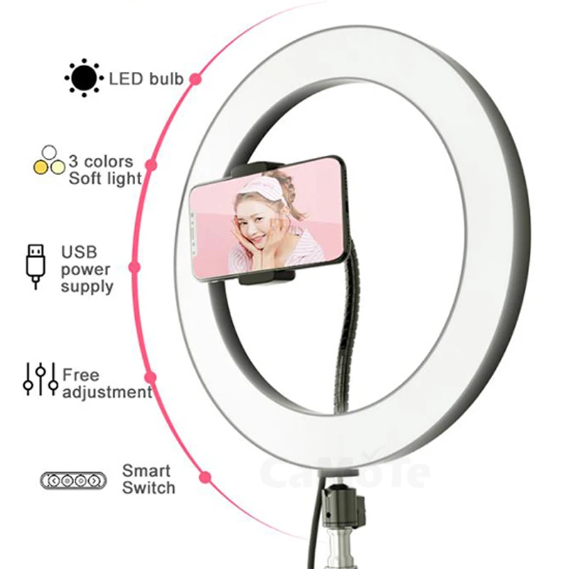 Лампа для селфи светильник смартфона яркий со светодиодными бусинами подставка