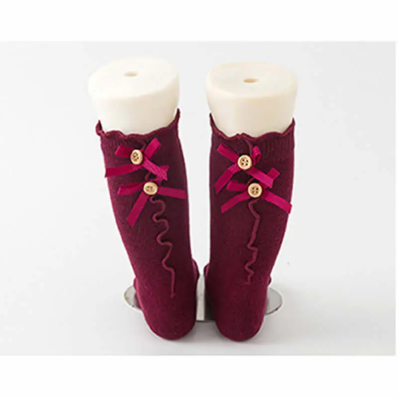 Весенне-осенние новые хлопковые носки детские для маленьких девочек с бантом