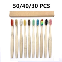 50 pack bamboo toothbrush adults soft bristles biodegradable plastic free toothbrushes low carbon eco bamboo handle brush
