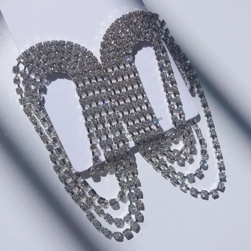 1 пара аксессуаров Rhinestone кисточкой круглые ювелирные изделия Кристалл женские Серьги Подвески Свадебные геометрические Висячие большой подарок водопад