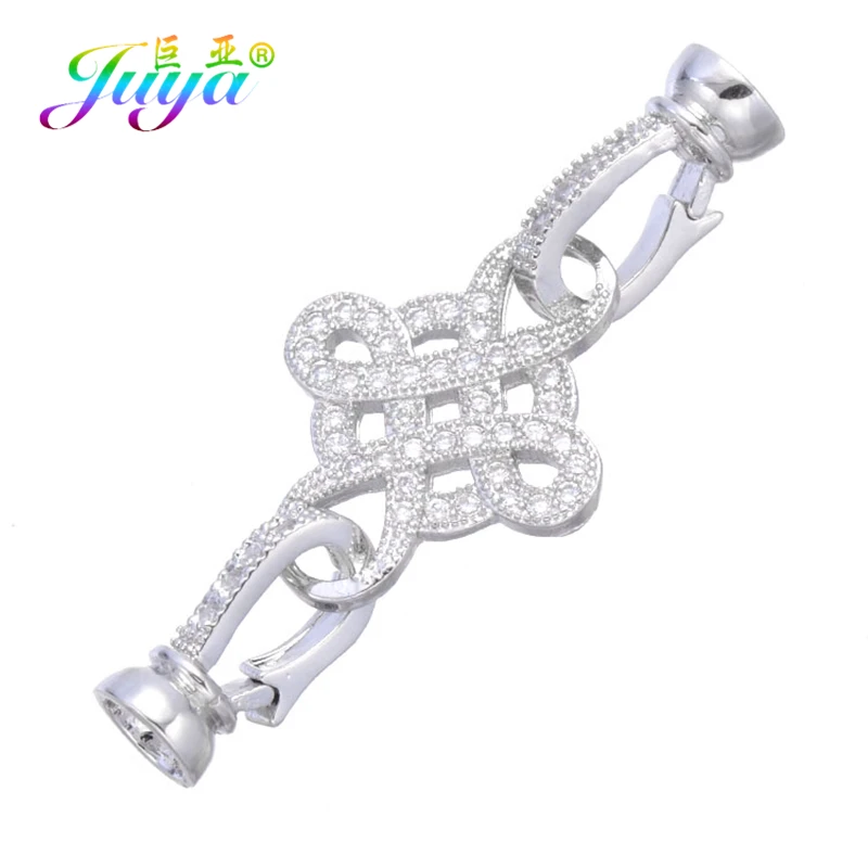 White Gold Juya, сделай сам, жемчуг, браслет, ожерелье, компоненты, золото/серебро/розовое золото, бант, соединитель, застежка, аксессуары - Цвет: White Gold