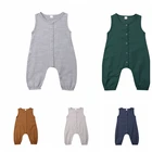 Комбинезон детский, для мальчиков и девочек, однотонный, Повседневный, мягкий, летний