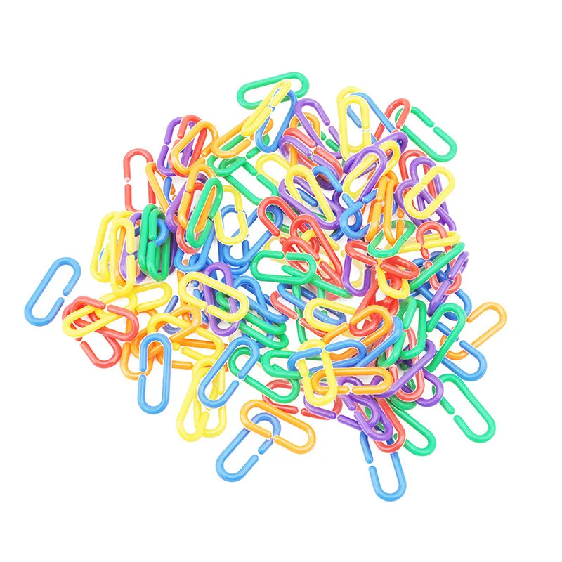 100Pcs Plastic Parrot Toys C-clips Hooks Chain C-links Sugar Glider Rat Bird Toy Parts Parakeet Accessories | Дом и сад