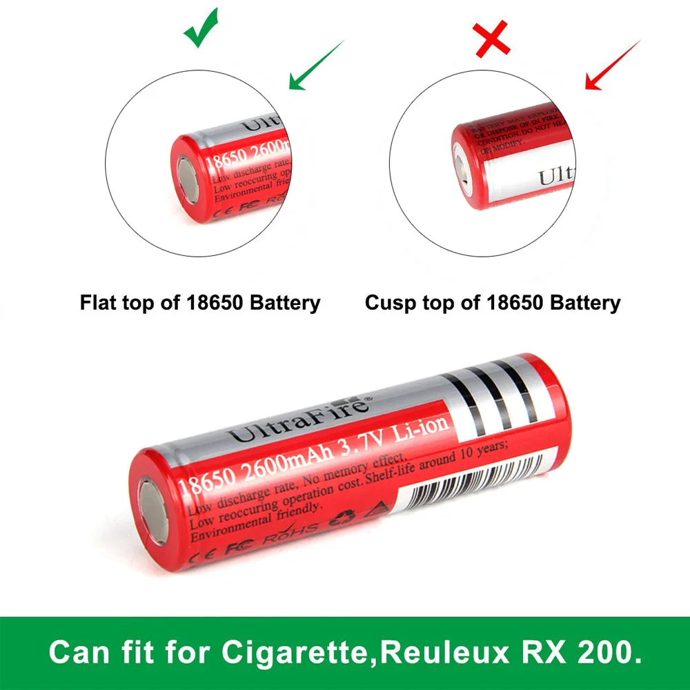 2 шт./лот светодиодный фонарь UltraFire Оригинальный 3 7 V 18650 2600mAh литий ионный