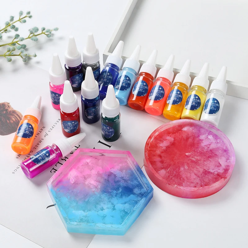 

10ml Art Ink Alcohol Resin Pigment Kit Liquid Colorant Dye Ink Diffusion For DIY UV Epoxy Resin Jewelry Making