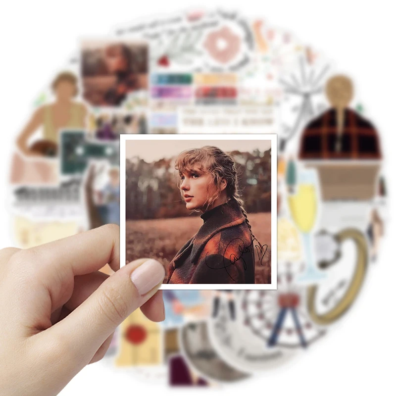 Taylor-Paquete de pegatinas para &Aacute;lbum de canciones folcl&oacute;ricas, 10/50 unidades, para port&aacute;til, planificador, tel&eacute;fono, cuaderno, equipaje, diario de recortes, diario de balas, juguete para seguidores-1
