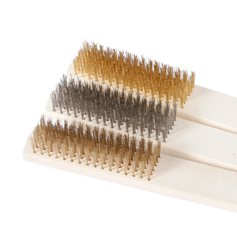

1 шт деревянной ручкой латунный провод Медь щетка для промышленных устройств поверхности/Внутренняя Полировочная шлифовальная очистки 6x16 ...