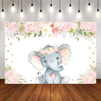 elephant flower backdrop pink girls gender reveal birthday party background decoration supplies newborn baby shower theme party
