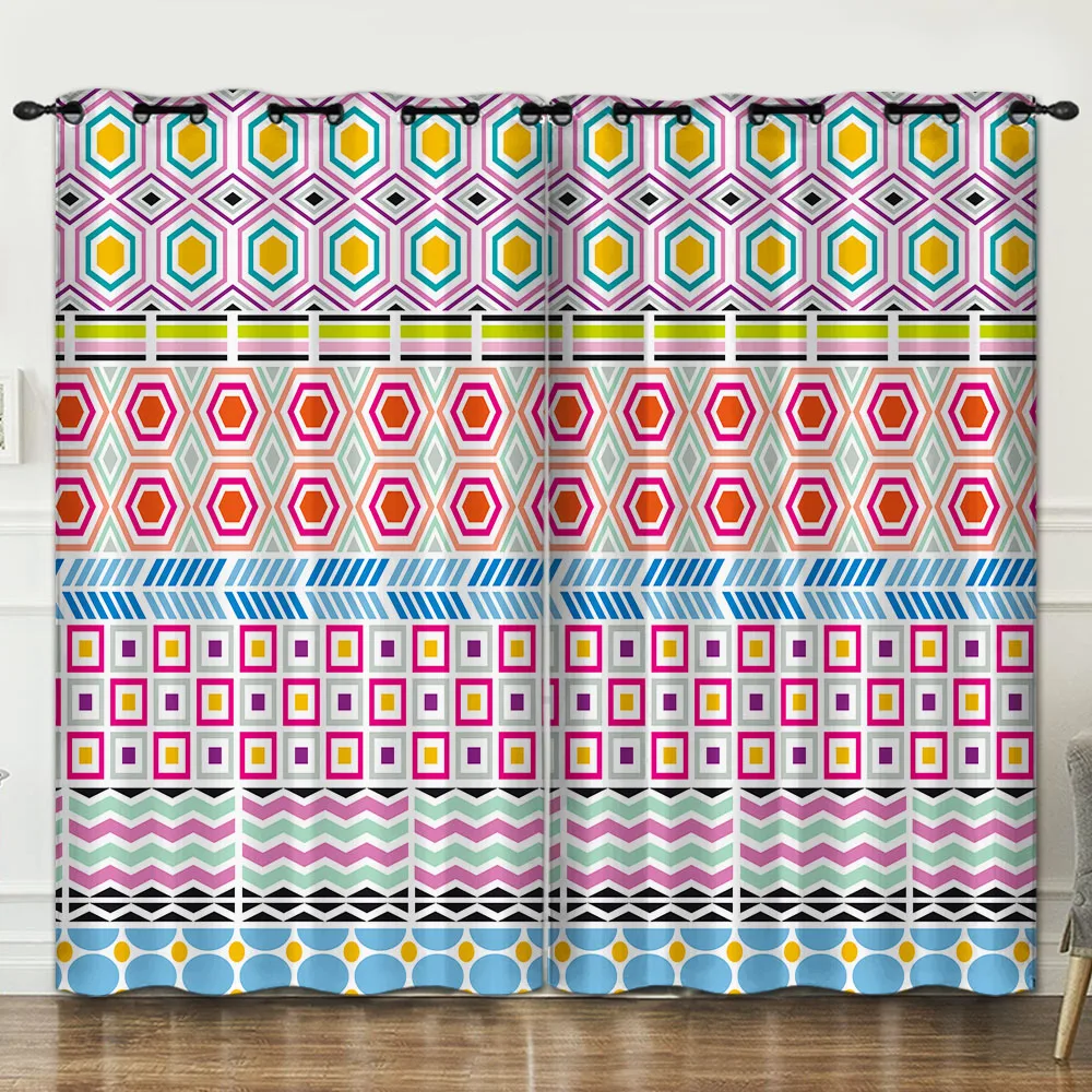 

Colorful geometry room decoration curtain background decoration cloth pink curtains luxury 12