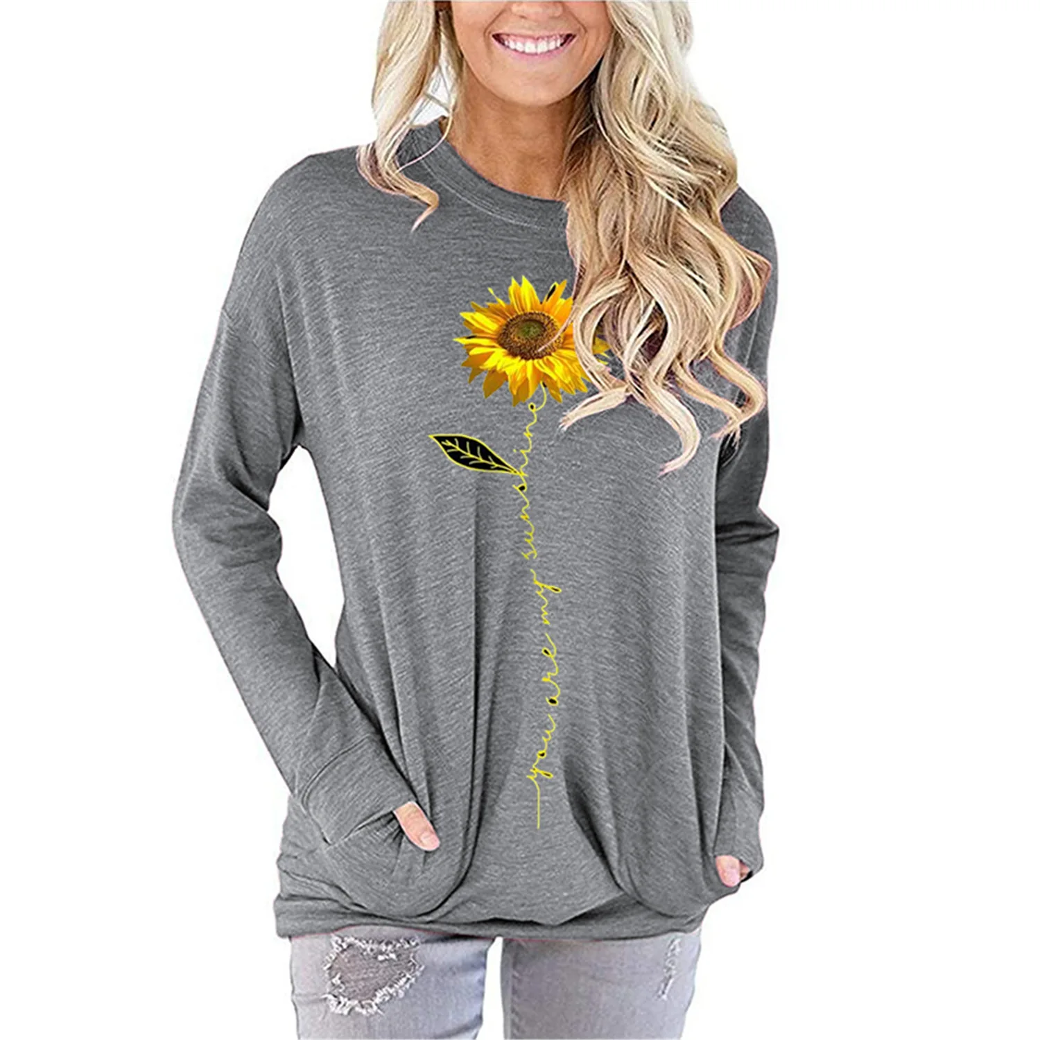 

Woman Tshirts 2020 Women Fashion Clothing Spring Autumn Casual Print O-Neck Long Sleeve Woman Tops Lady T Shirt Cotton Tshirt
