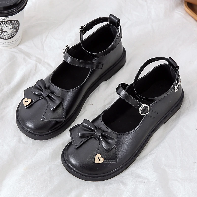 

Spring New Student Harajuku Jk Uniform Shoe Feminine Sweet Girls Female Kawaii Japanese Cute Anime Cosplay Black Lolita Shoes