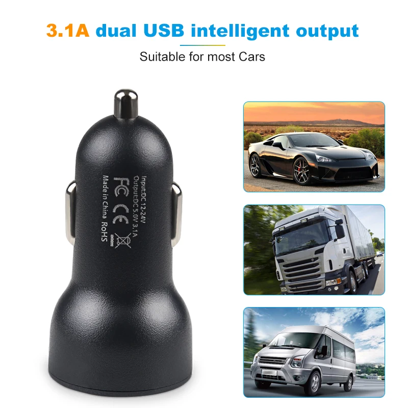 Универсальное зарядное устройство для прикуривателя с 2 портами USB адаптер
