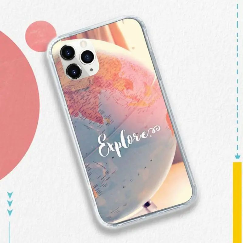 

World Map Travel pattern high quality Phone Case shell for iPhone 11 12 pro XS MAX 8 7 6 6S Plus X 5S SE 2020 XR