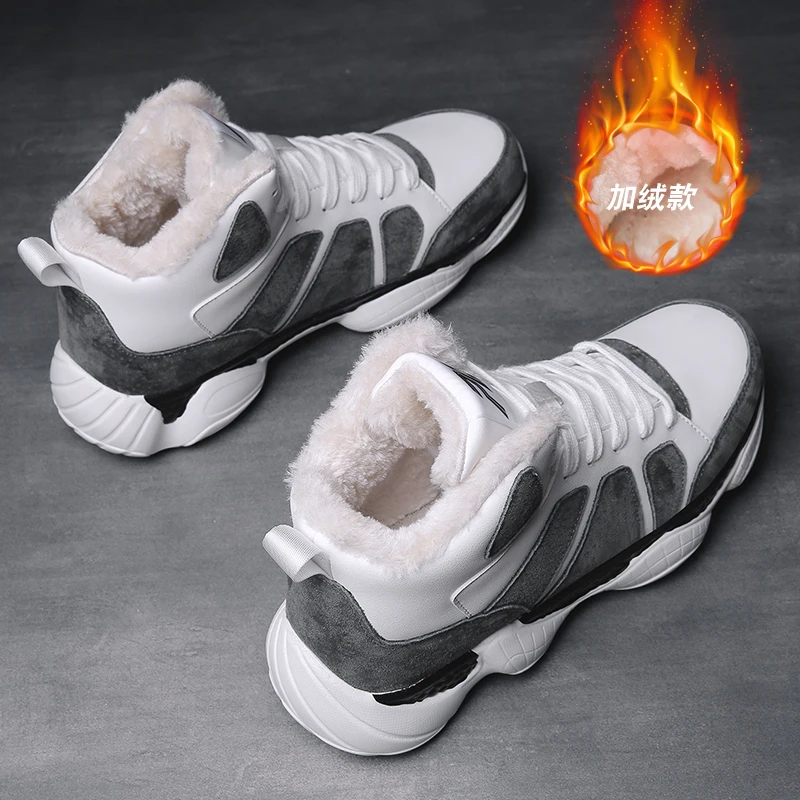обувь мужская зимняя зимние кроссовки 2019 мужские ботинки теплые меховые