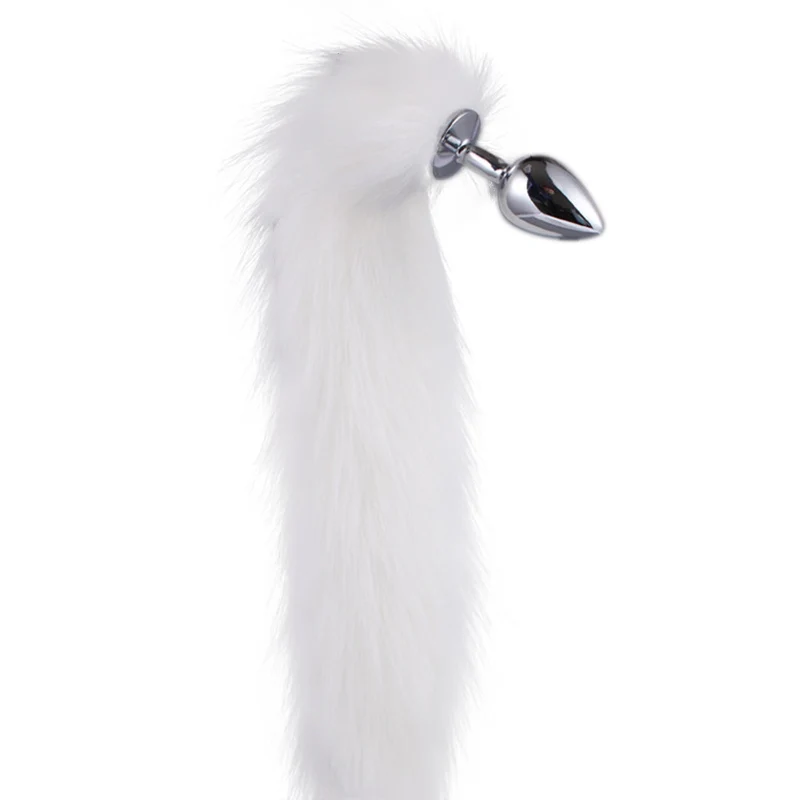 Длинный белый лисий хвост Фетиш взрослые секс игрушки Анальная пробка