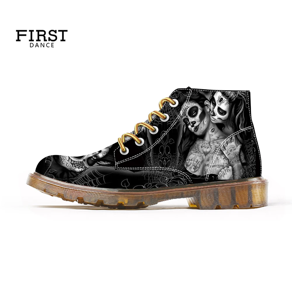Новинка 2019 стильные женские ботинки с принтом черепа Модные ботильоны для женщин