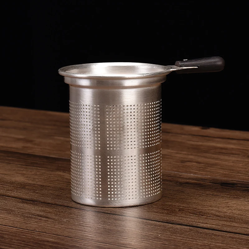 

Ag999 Sterling Silver Tea Mesh Infuser Sphere Strainer Sandalwood Handle Tea Filter Locking Spice Kitchen Tools