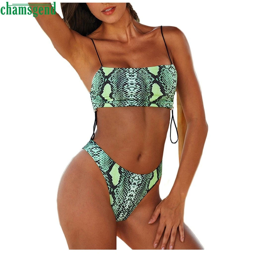 Женский купальник бикини Chamsgend сексуальный с леопардовым принтом пуш ап
