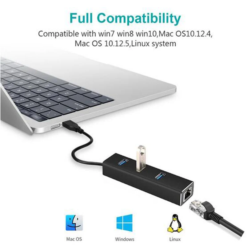 USB гигабитный Ethernet адаптер 3 порта 0 концентратор к Rj45 Lan сетевая карта для Macbook Mac