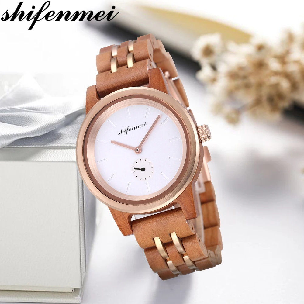 

Shifenmei Luxury Brand Wooden Watch Woman Business Quartz Wristwatch for Women Wood Watches Female Dress Relogio Feminino