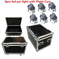 6pcs led par light with flight case 18x18w 6in1 rgbwauv dj par cans dmx 512 dmx strobe wash lighting stage lighting effects